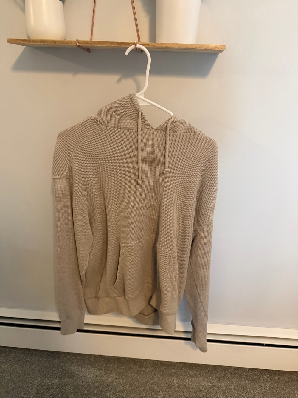 TNA Ribbed Hoodie in Light Taupe